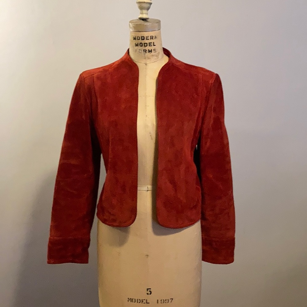 Vintage Y2K red suede leather jacket